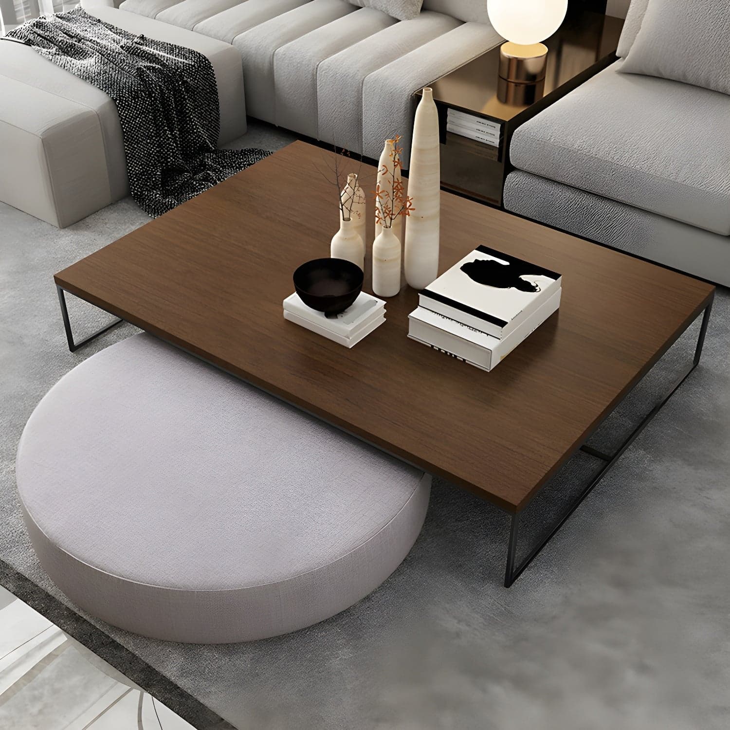 North European Wood Coffee Table Rectangle Frame Cocktail Table
