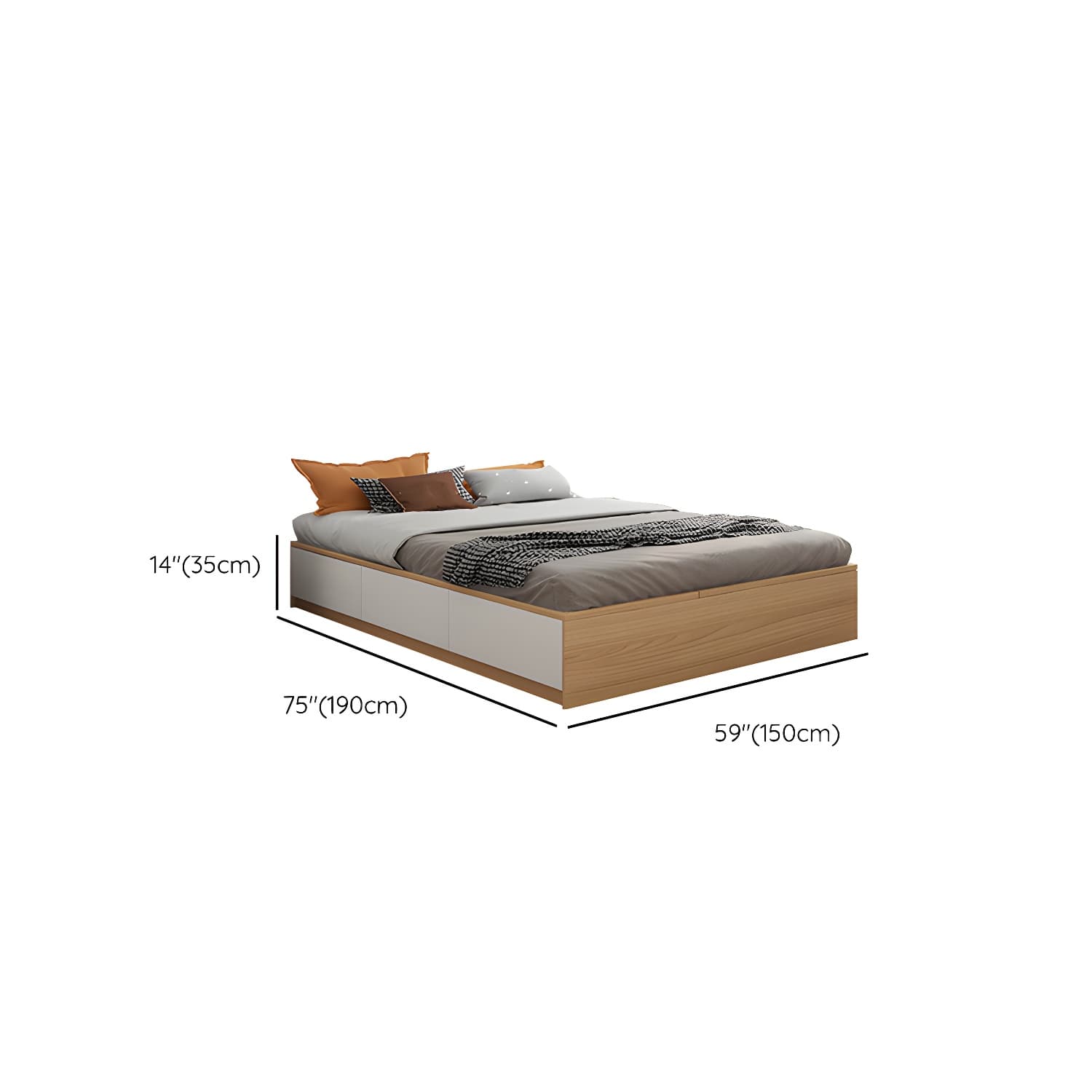 Contemporary Natural Wood Mattress Included Lift Up Storage Bed Frame - image 16
