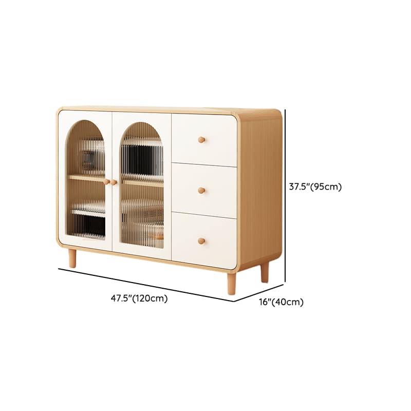 Scandinavian Wood Buffet 3 Cabinet Doors with Glass Interior Shelves - image 22