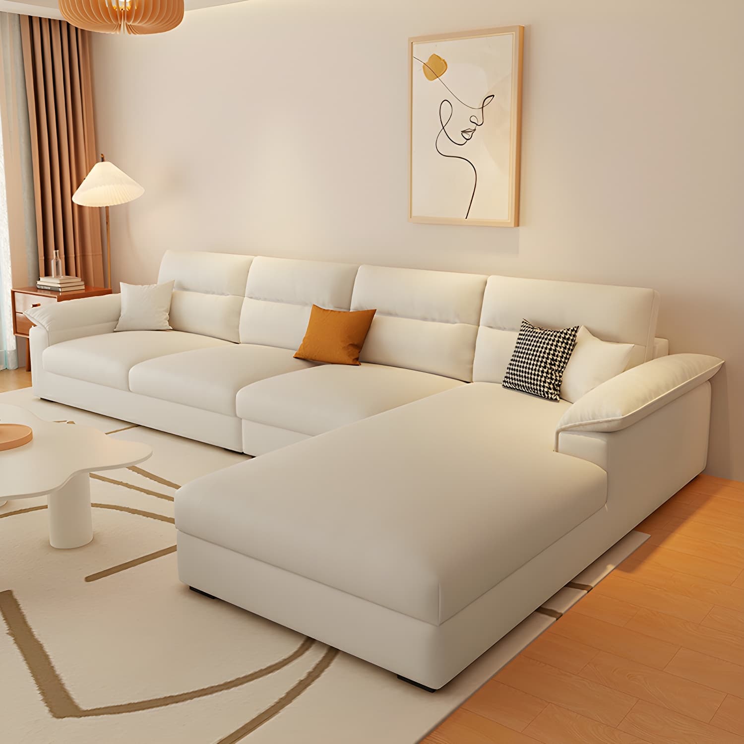 Modern L-Shaped Sofa Chaise Set with Pillow Top Arms and Cushion Back, 3-Piece Design - image 5