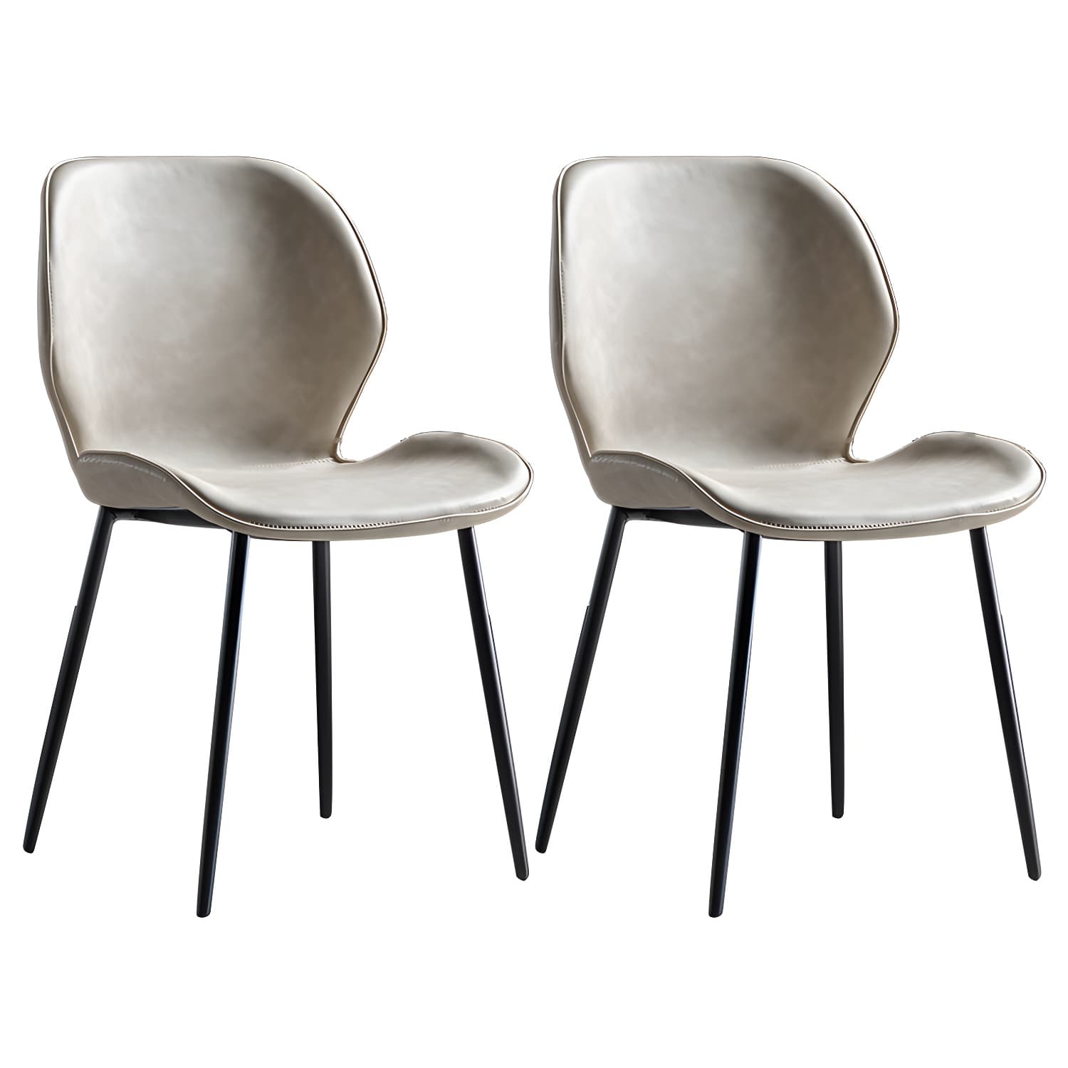 Scandinavian Leather Home Side Chair Matte Finish Wingback Dining Chair (Set of 2)