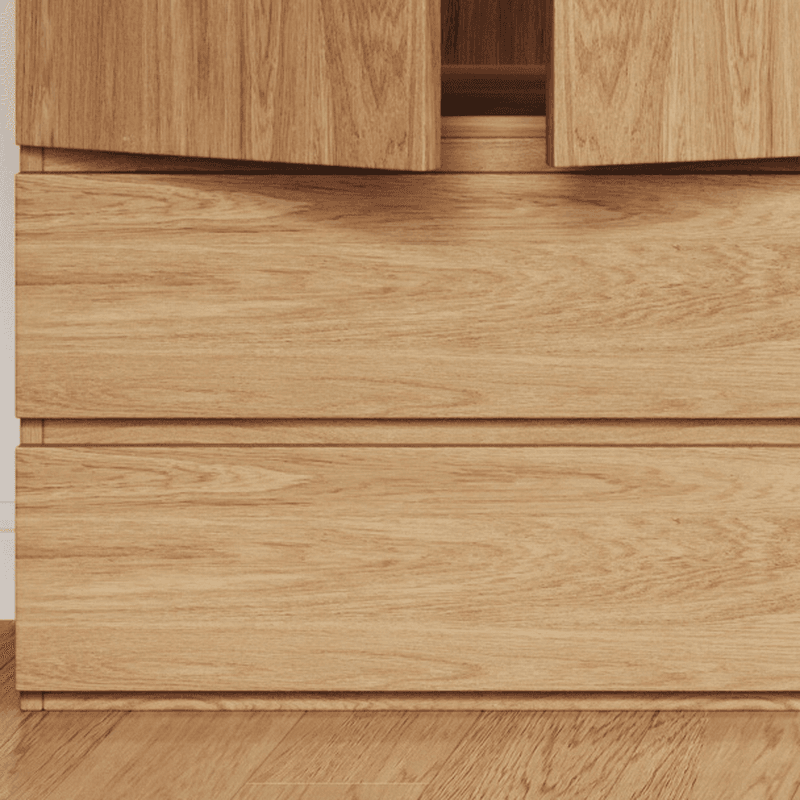 Wood Grain Minimalist Manufactured Wood Wardrobe Closet with 2 Drawers, Soft Close Door, Interior Shelves, and Clothing Rod - image 3