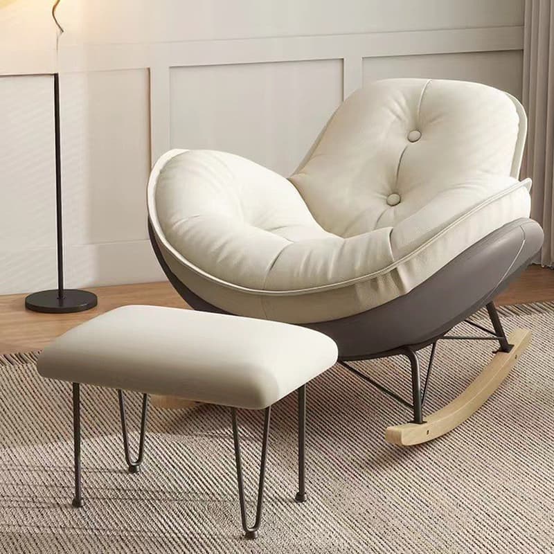 Modern Butter Color/Grey/Auburn Upholstered Padded Rocking Seat with Flared Arm, Scratch-repellent - image 3