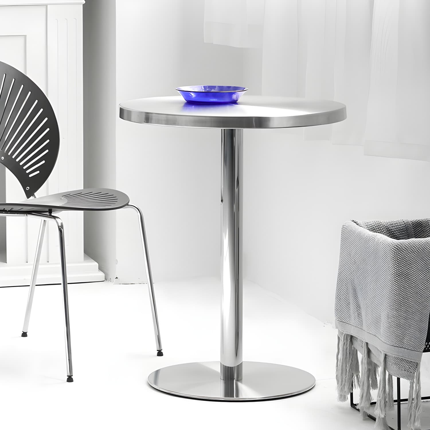 Industrial Dining Room Table Stainless Steel Table with Pedestal Table for Home Kitchen Dinner - image 8