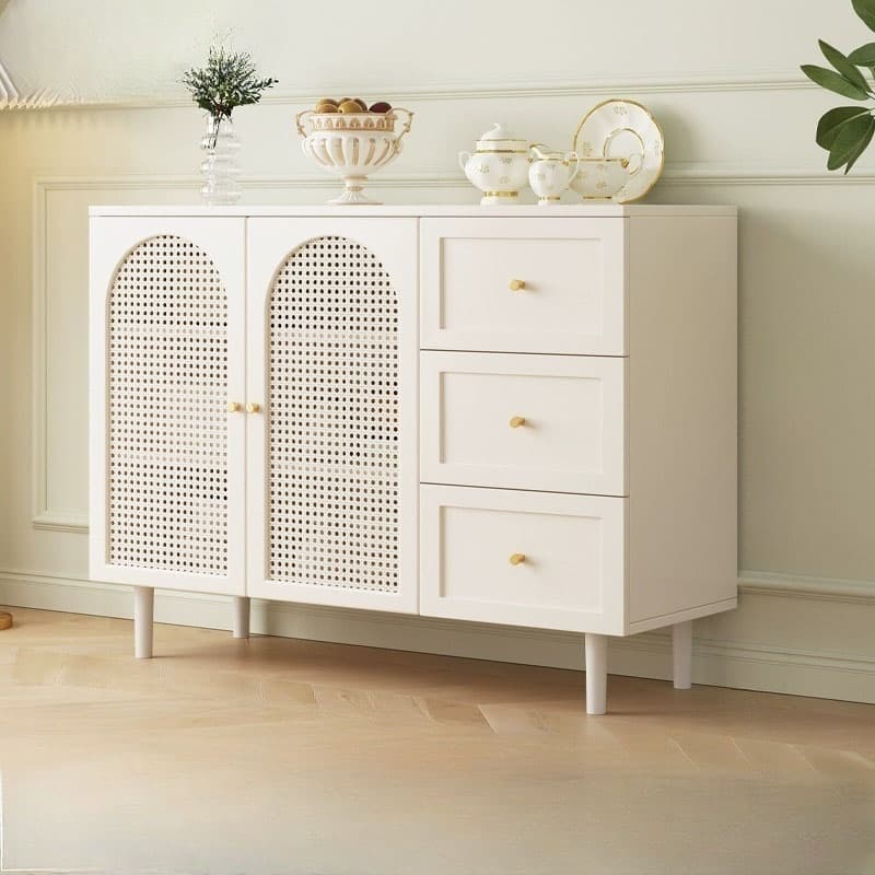 White Modern Manufactured Wood Buffet Server for Living Room