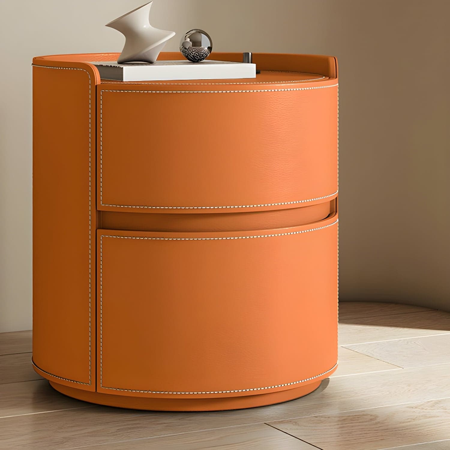 Small Under 21'' Manufactured Wood No-Light Modern Drawer Storage Nightstand in Natural Finish - image 9
