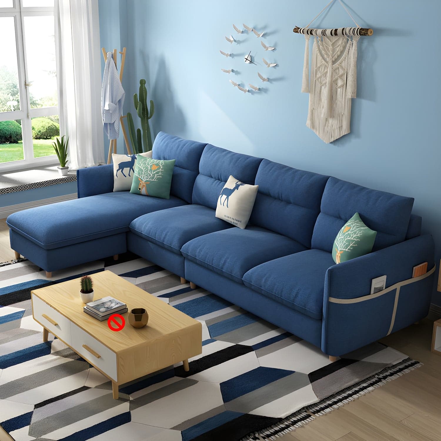 Scandinavian Modular L-Shape Sectional Sofa Chaise with Reversible Pine Wood Frame - image 12