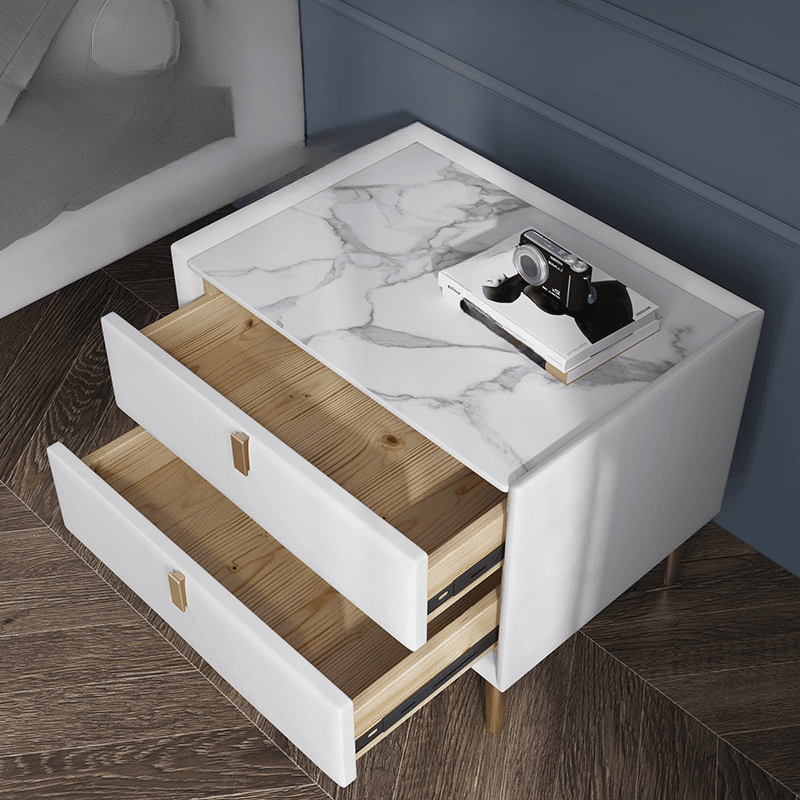 Organic Modern Nightstand With Drawer Organization Featuring 2 Drawers, Stone Countertop, and Leg - image 11