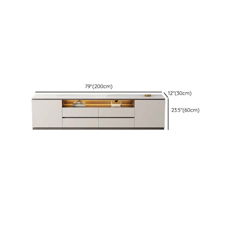 Beige Stone TV Stand with 4-Drawer, 2 Cabinets/4-Cabinet, Cable Management, Visible Storage and Light - image 14
