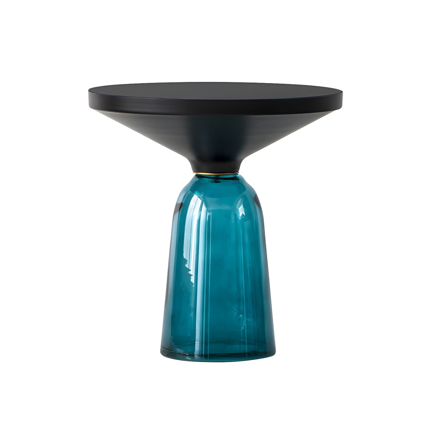 Pedestal Cone Coffee Table Modern Round Glass Top Cocktail Table