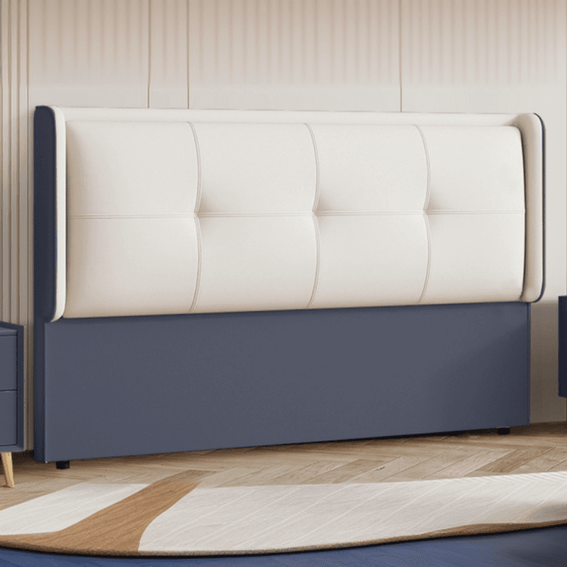 Simplistic Style Wingback Headboard with No Distressing, Piled Tufted Rectangular Shape for King/Queen/Full Bed, Featuring Sponge Upholstery and Standard Height