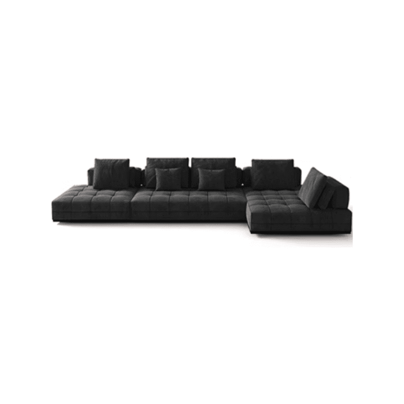 L-Shape Corner Sectional in Dark with Button-tufted Upholstery