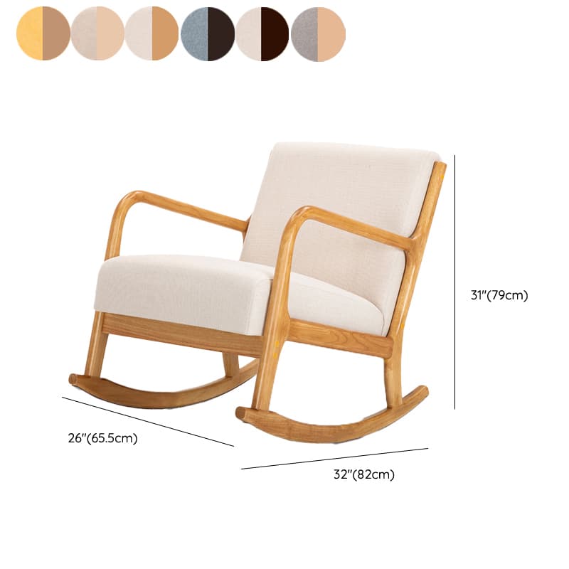 Modern Simple Style Wood Rocking Chair Couch with Cushioned Upholstery & Track Arm - image 12