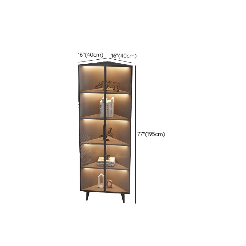Dove Grey Scratch-immune Corner Accent Cabinet with Cabinet, Glass-panel Door, Adjustable Shelving and Handle Bars - image 13