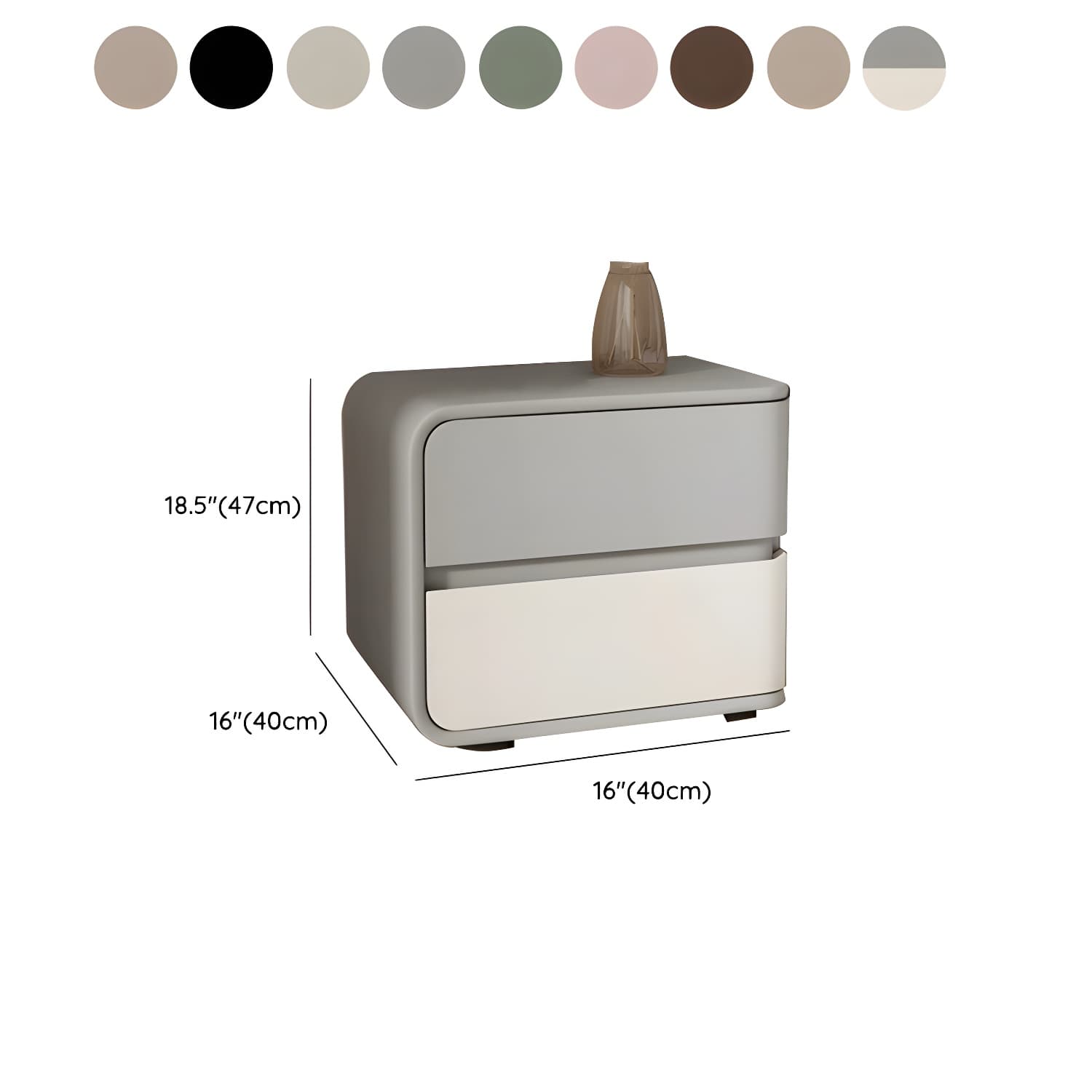 Modern Wood Nightstand with 2 Drawers - Small and Low Profile - Faux Leather Countertop - image 27