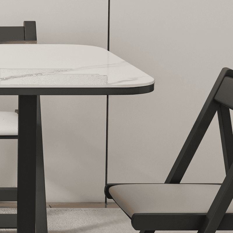 Dining Table Set with Slate Stone Top, Drop Leaf, Padded Chair with Back, White Finish, and Receptacle Storage - image 9