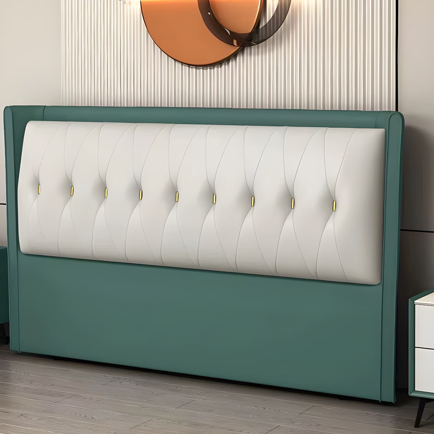 Contemporary Headboard Bed with Tufted Leather Upholstery in Rectangular - image 13