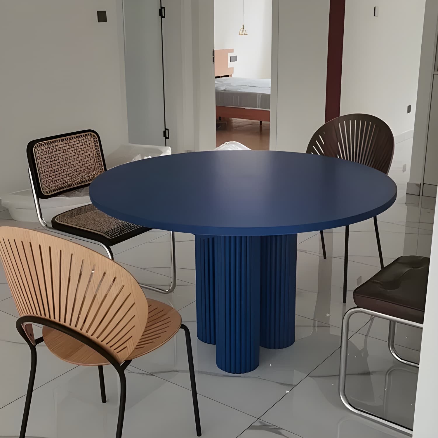 Modern Casual Dining Table Round Top Dinner Table Kitchen Home - image 6