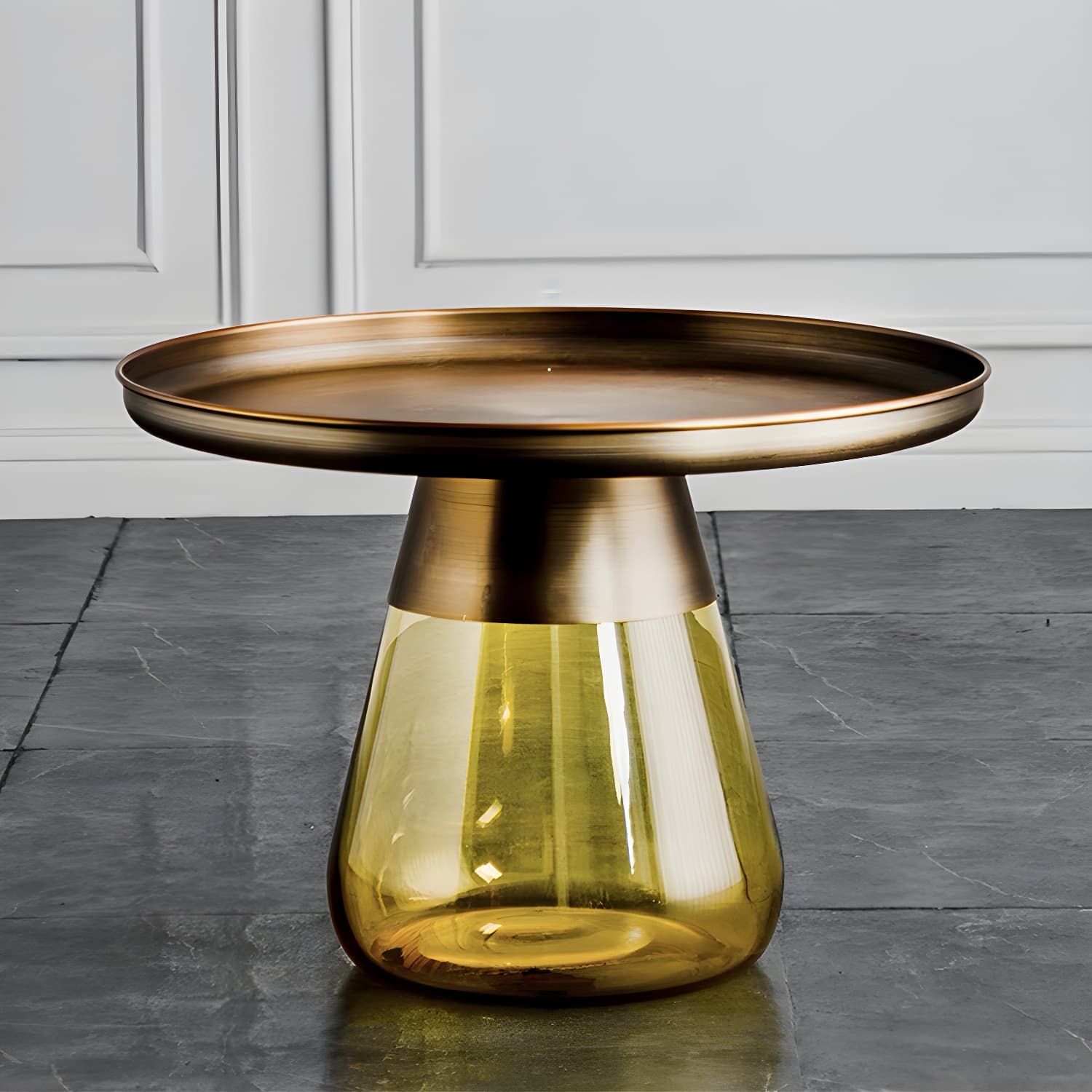 Mid-Century Modern Pedestal Glass Round Storage Single Coffee Table - image 5