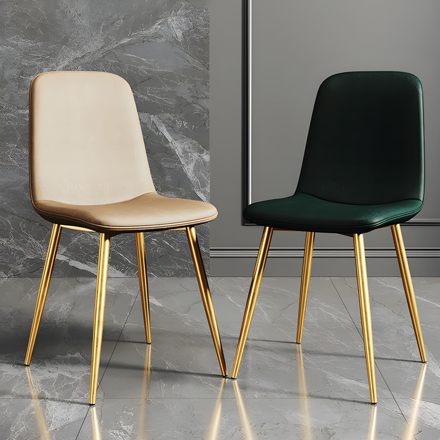 Faux Leather Dining Side Chair with Metal Frame and Low Back - image 10