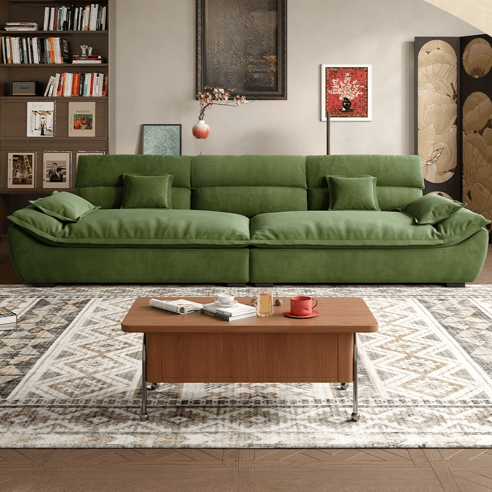 Emerald Green Standard/Single Sofa with Arm and 4/3 Pillows