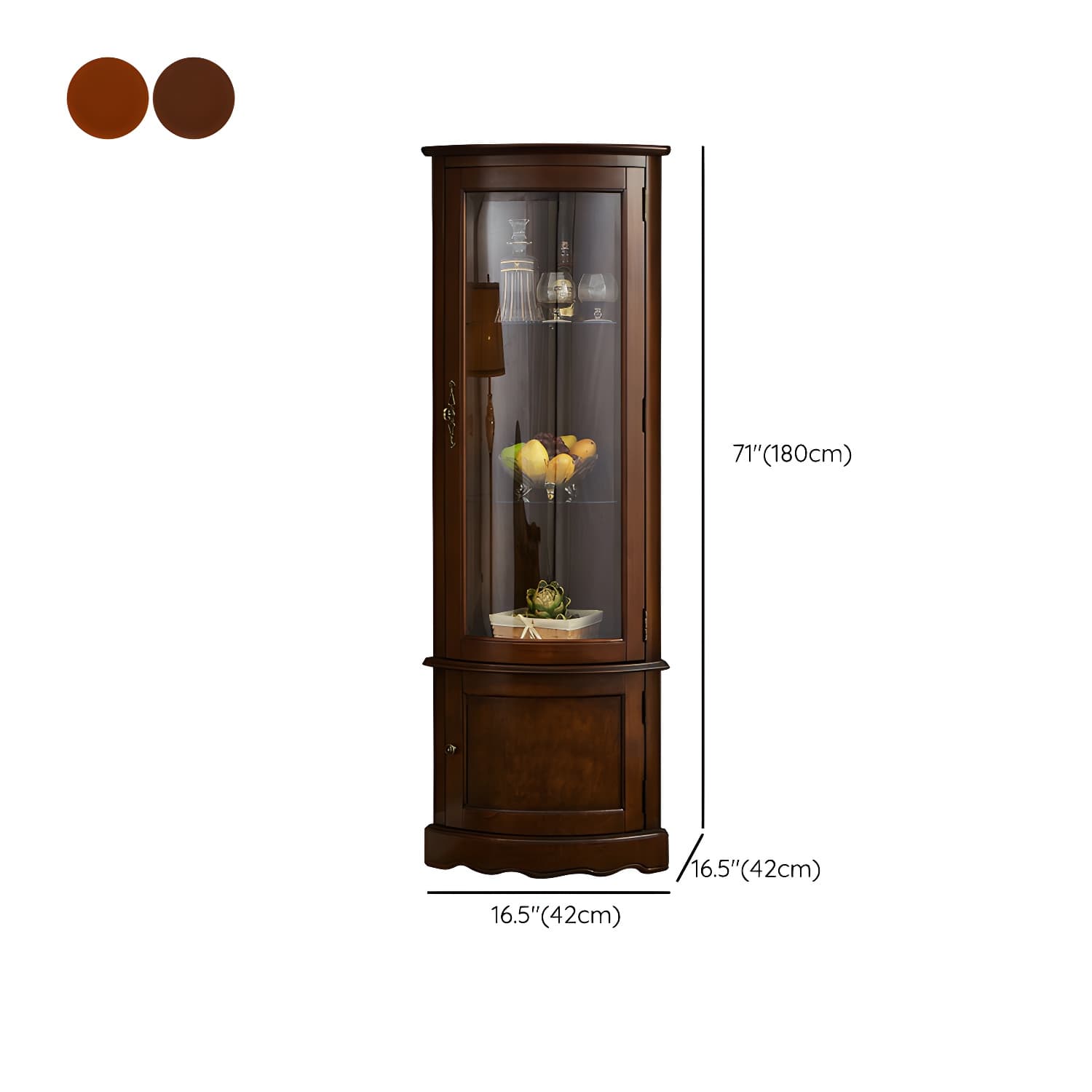 Industrial Triangle Accent Cabinet Solid Wood Storage Cabinet with Glass Doors - image 10