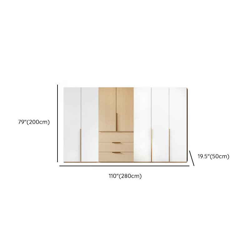 Multicolor/White/Natural Color Art Deco Composite Wood Cabinet Armoire with Hanging Rod, Interior Shelves, Soft Close Door and Soft Close Drawer - image 17