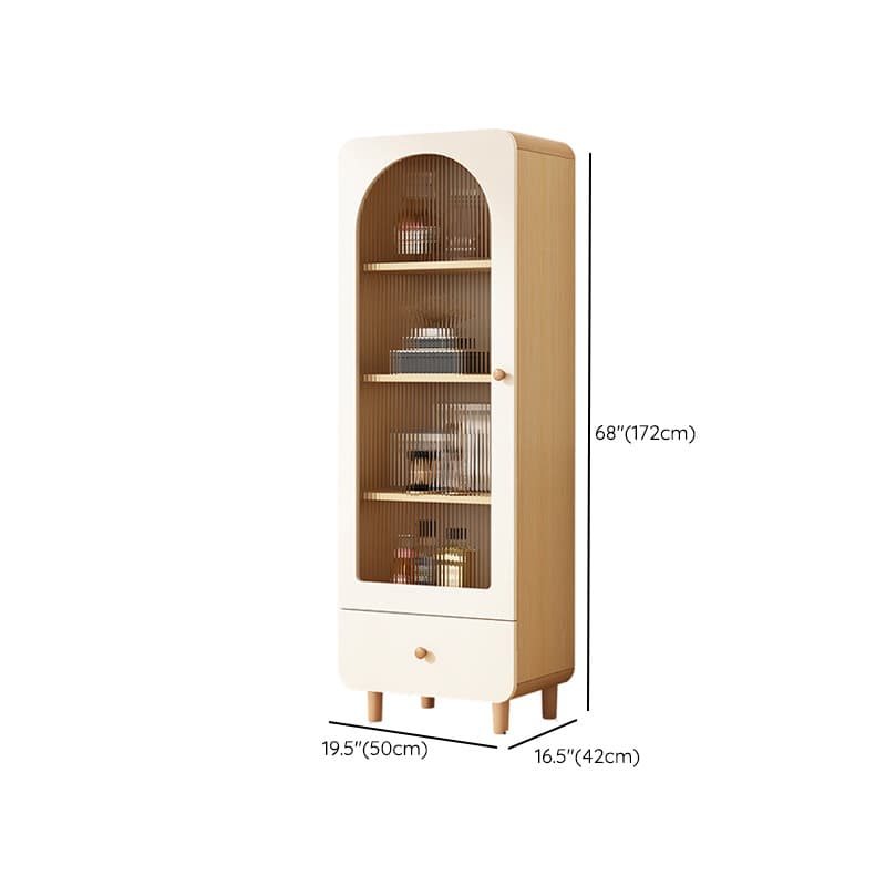 Modern White Lumber Narrow Sideboard with Single Drawer, 4 Shelves/Three Internal Shelves/Two Internal Shelves, Glass-panel Door - image 33