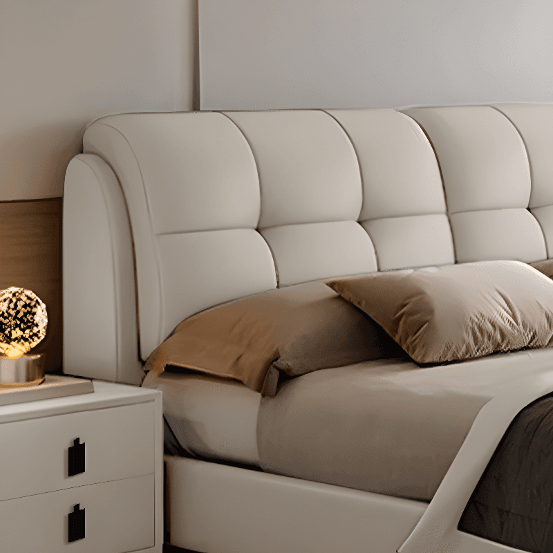 Solid Color Stitch-tufted Panel Bed for Bedroom - image 5