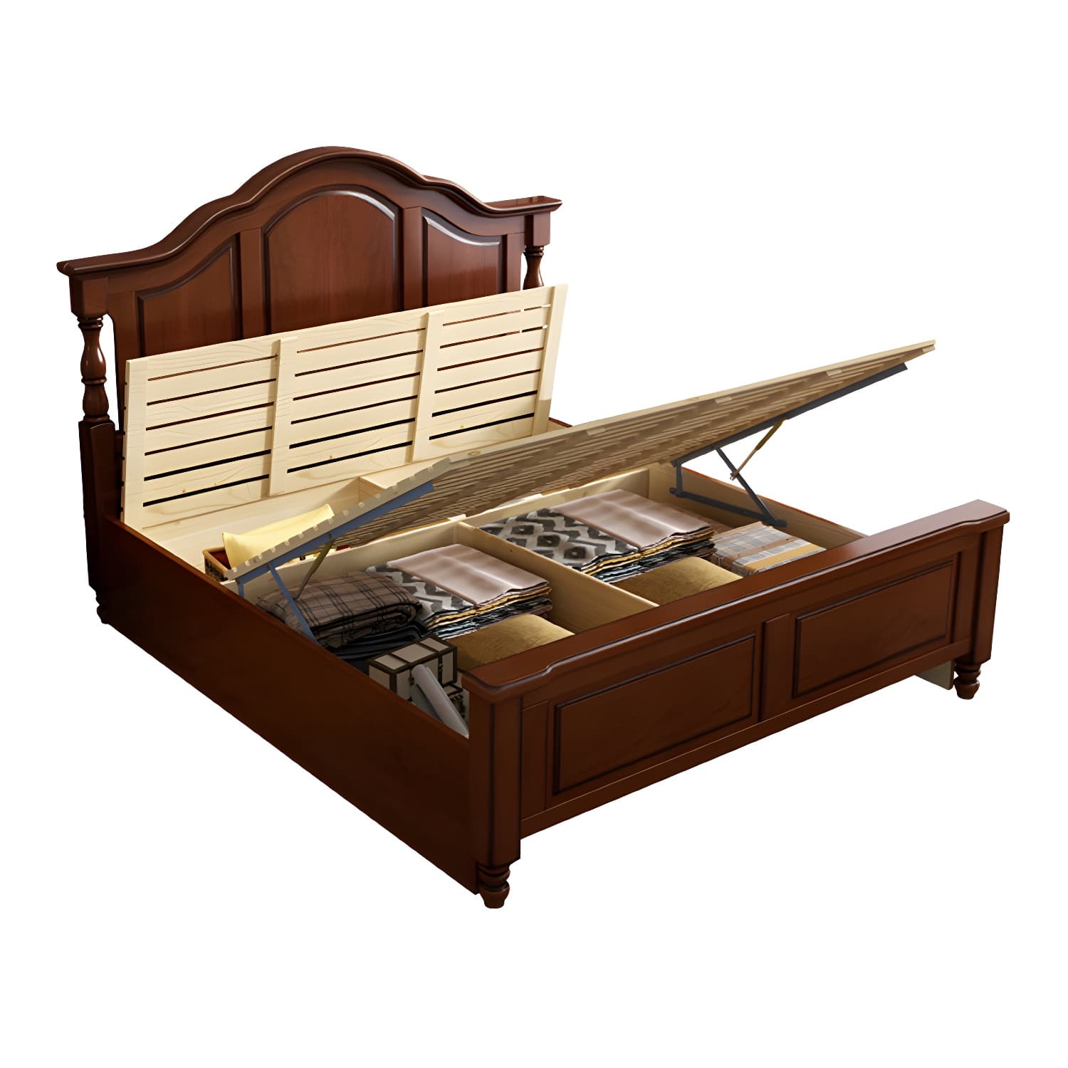 Contemporary Brown Bed Frame Solid Wood Bed with Arched Headboard - image 11