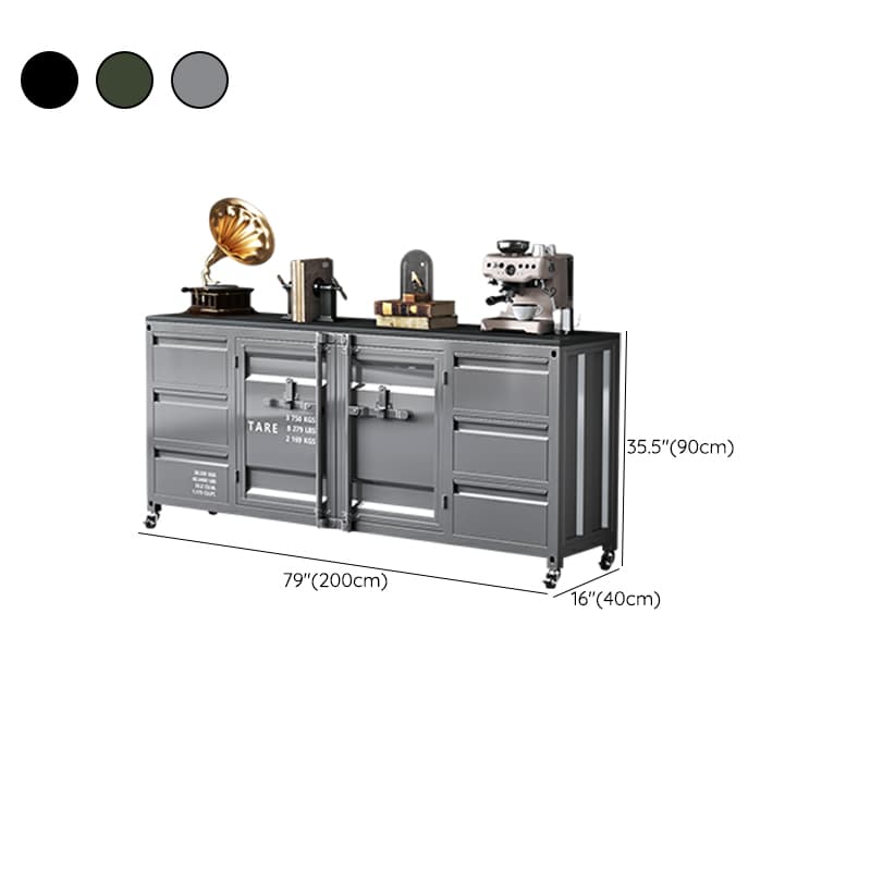 Industrial Metal Sideboard Credenza with Cabinets and Drawers - image 21