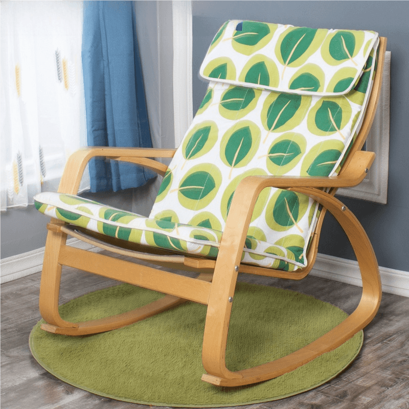 Ergonomic Natural Wood Rocking Armchair with Rear Back, Stationary - image 3