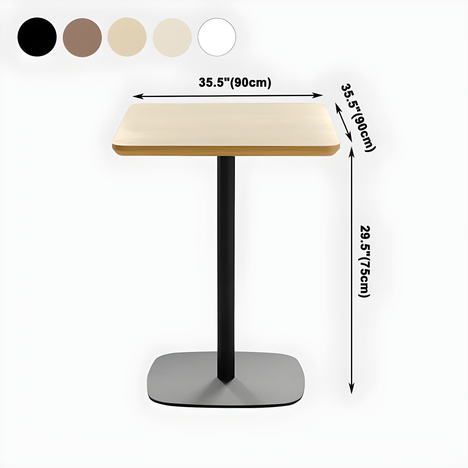Metal Industrial Square Dining Table Solid Wood Top Table with Pedestal Base - image 21