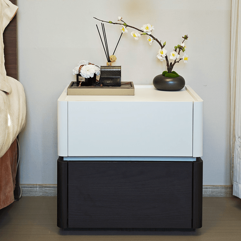 Modish Nightstand With Drawer Organization Featuring 2 Drawers and Composite Wood Countertop