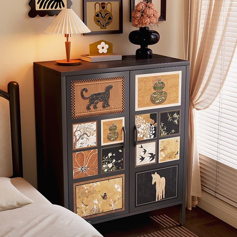 Damp-proof, Scratch-immune Steel Accent Cabinet with Adjustable Shelf, Grip Bars in Midnight Black/Chalk, Stain Resistant - image 5