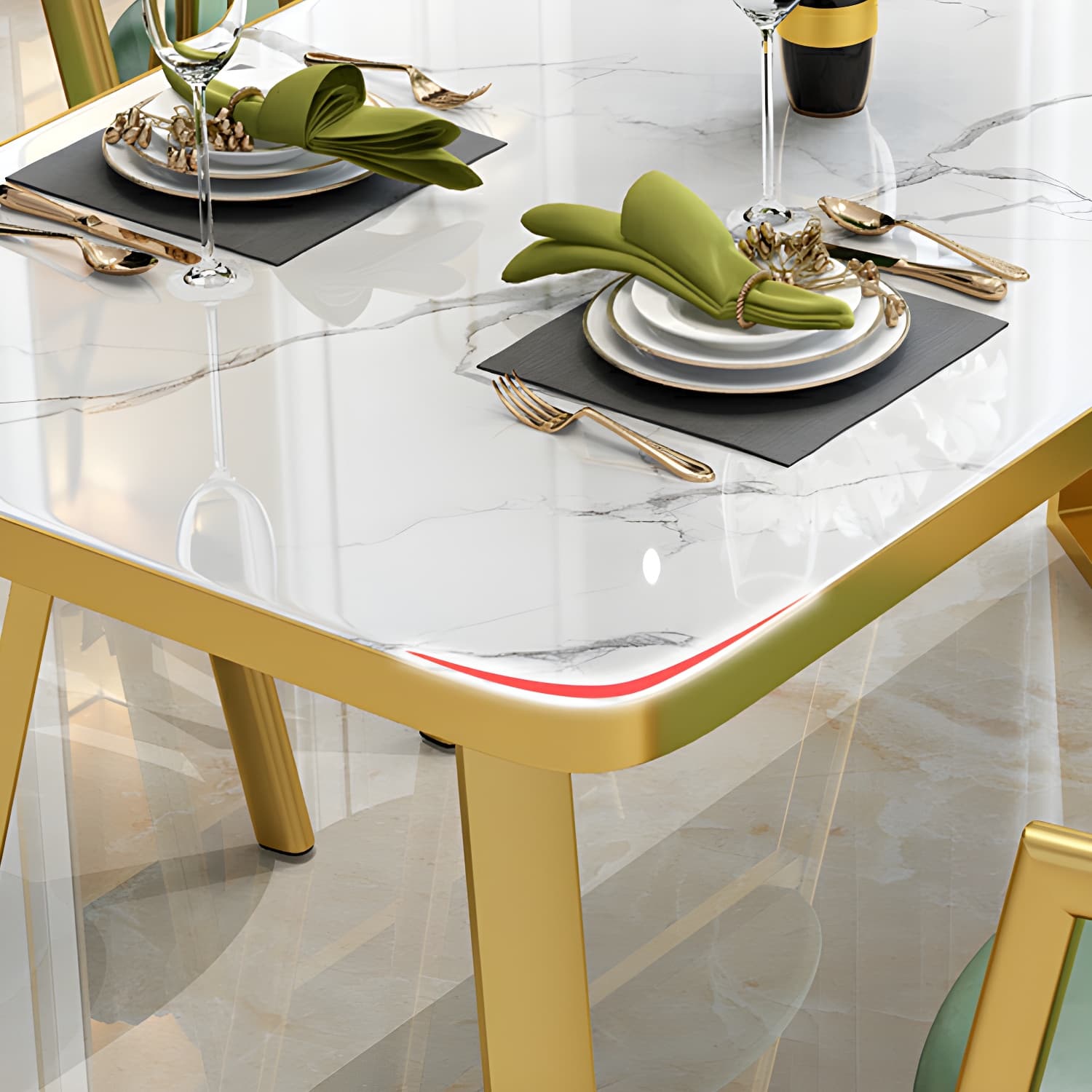 Glam White Wood Dining Set with Upholstered Chairs - 5 Piece Set - image 13