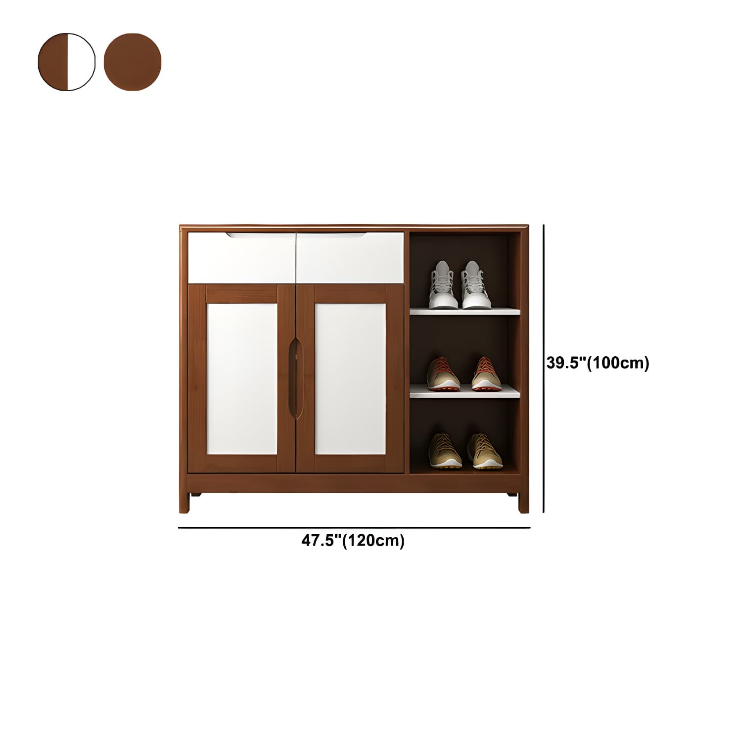 Mid-Century Cabinet with 2 Doors and 2 Drawers in Rubberwood - image 16