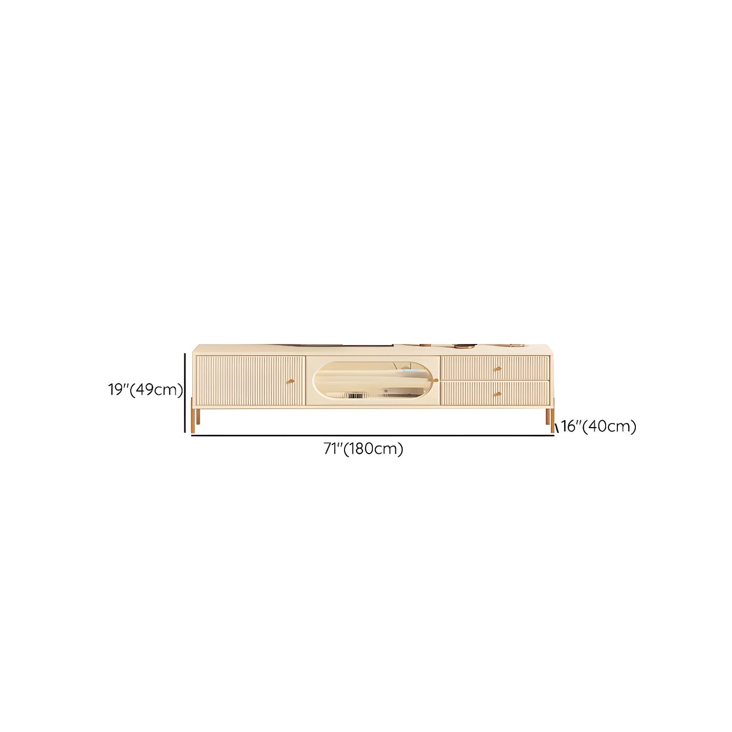 White Cable Management TV Console Modern Engineered Wood Media Console - image 9