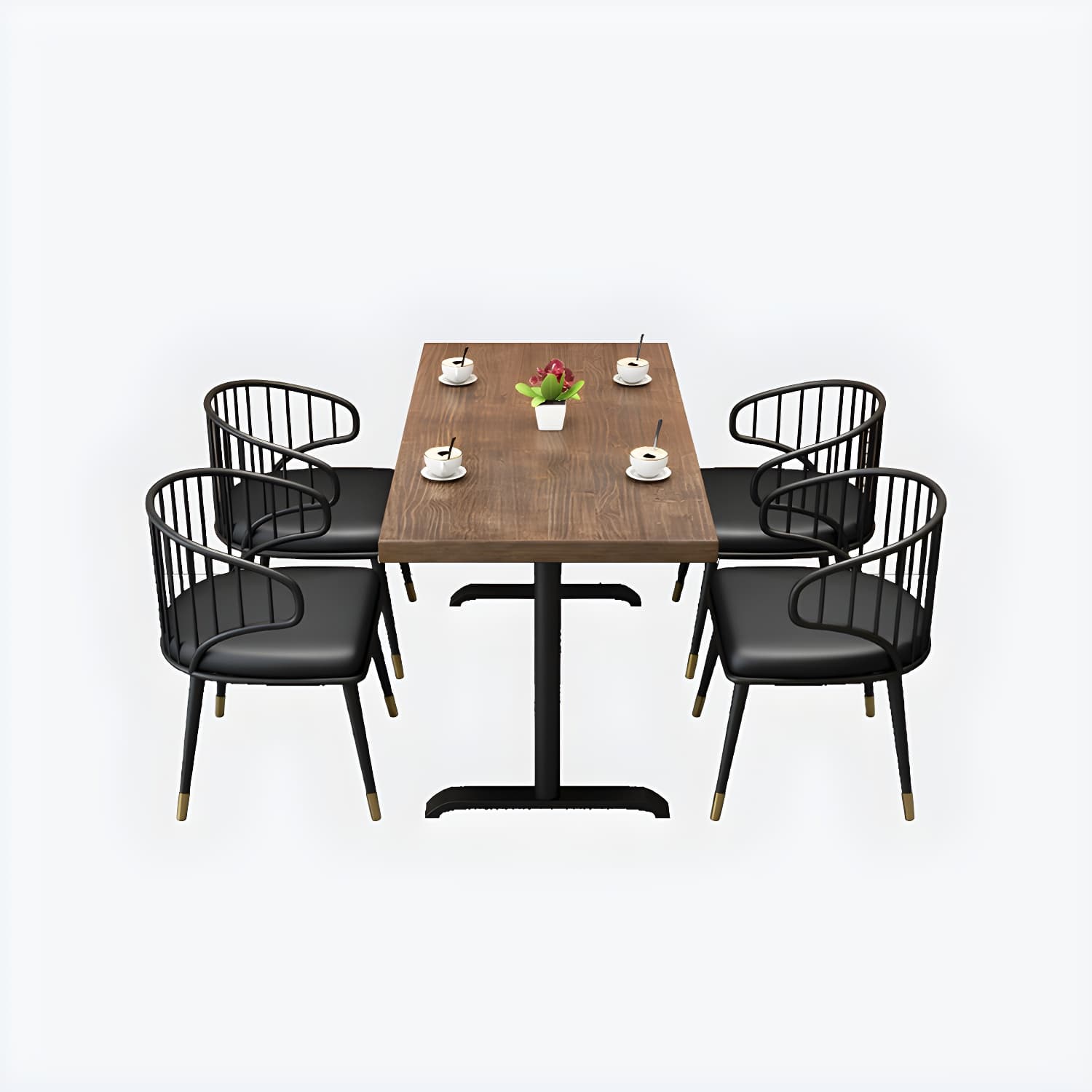 Solid Wood Dining Table Industrial Square Dining Table with Metal Base - image 5