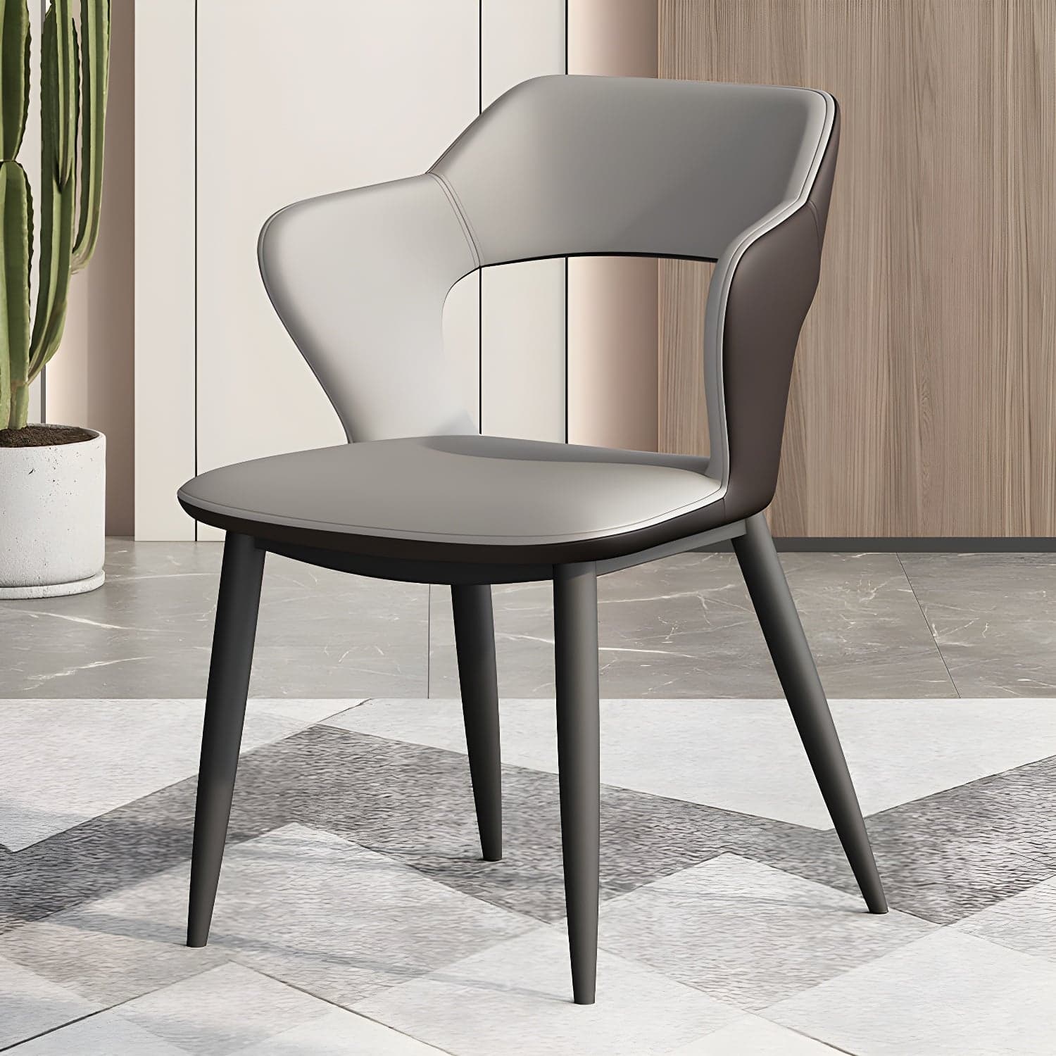 Metal Modern Indoor Side Chair with Arms Matte Finish Open Back Dining Chair - image 4