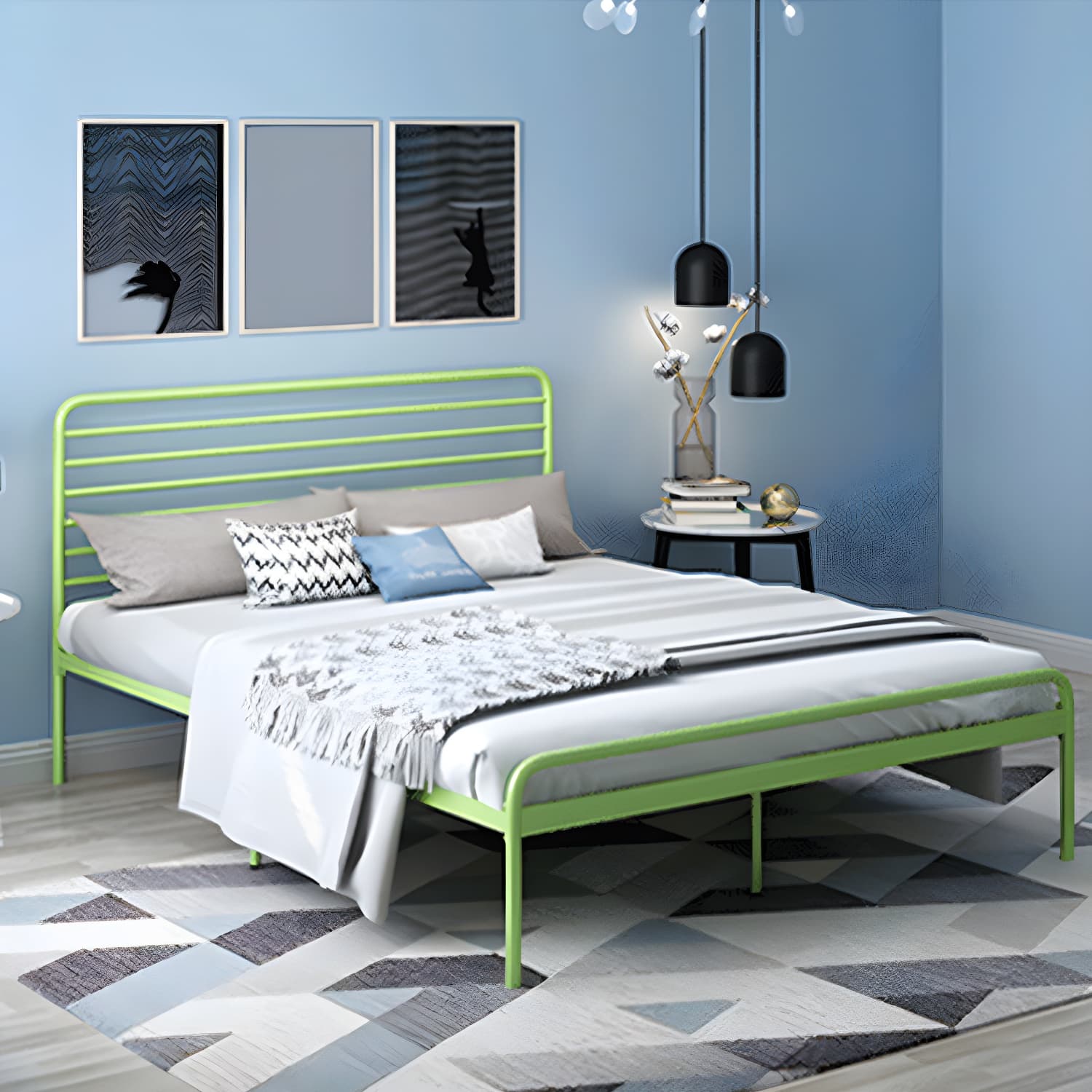 84.65 inch Wide Industial Bed Frame Metal Bed with Headboard - image 4