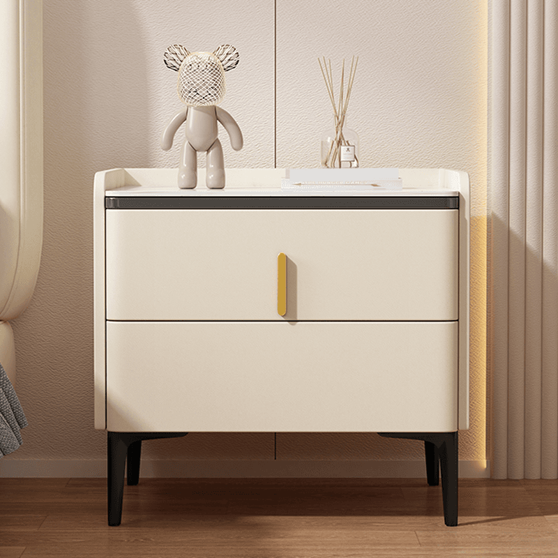 Minimalist 2 Tiers Drawer Storage Bedside Table with Faux Marble Countertop - image 10