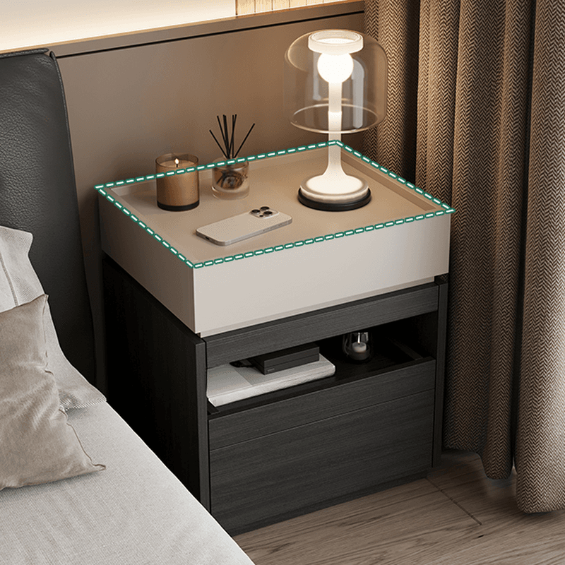 Organic Modern Nightstand With Drawer Organization, Particle Board Wood Countertop, and Illuminating Lighting - image 14