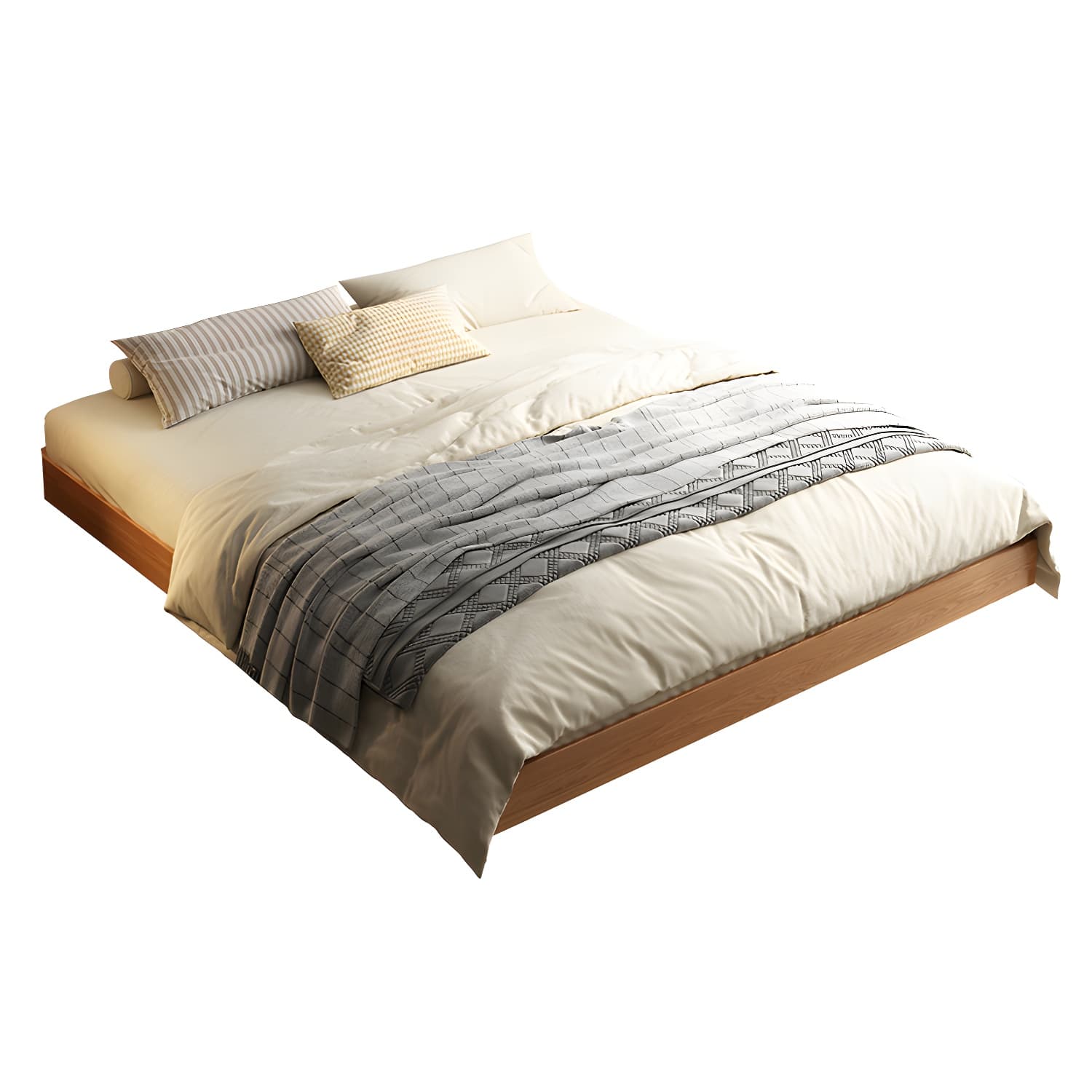 5.12" High Wood Platform Bed Scandinavian Natural Bed Frame Set - image 5