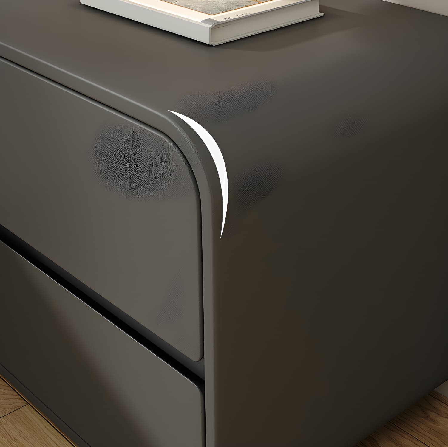 Rounded Corners Nightstands Solid Wood with Silent Buffer Guide Rail - image 12