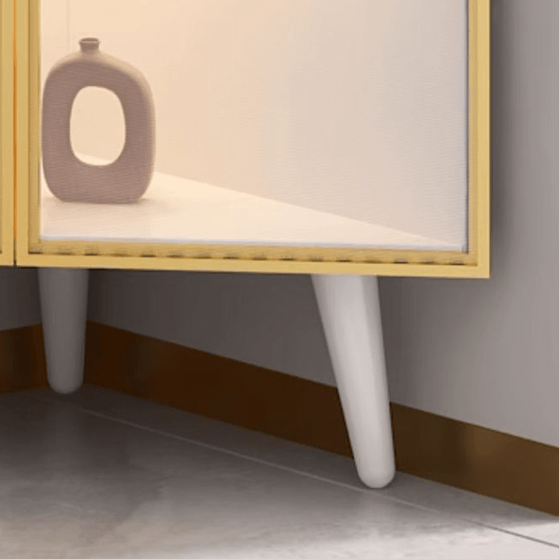 Dove Grey Scratch-immune Corner Accent Cabinet with Cabinet, Glass-panel Door, Adjustable Shelving and Handle Bars - image 10