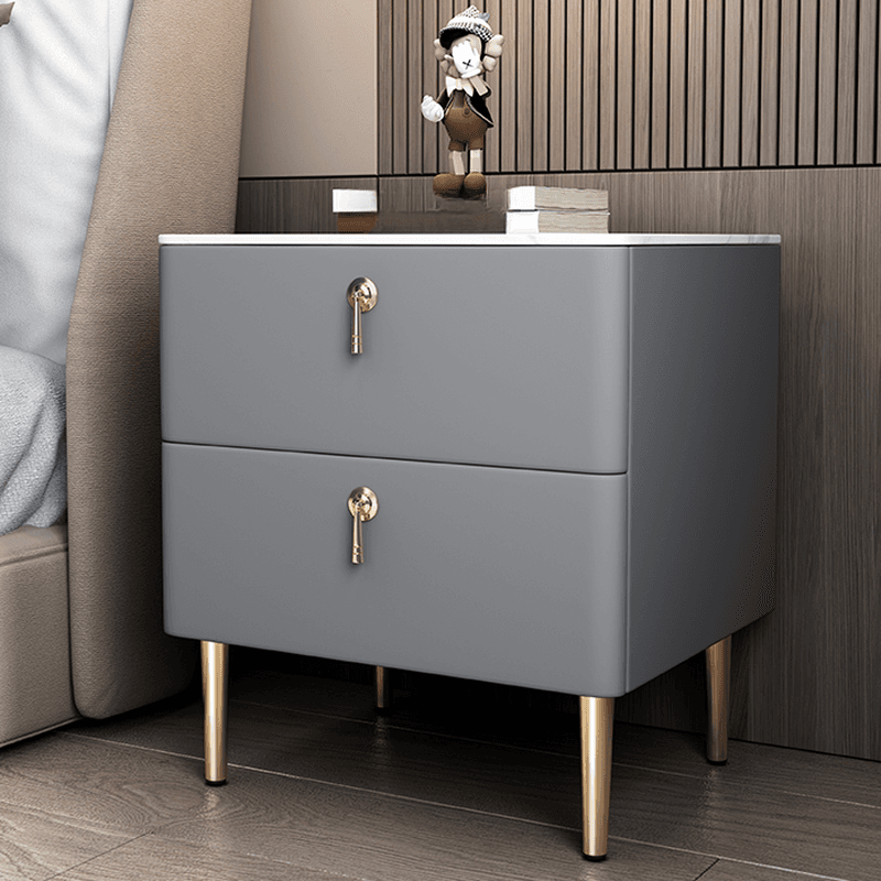 Minimalist 2-Drawer Stone Countertop Bedside Cabinet with Legs - image 6