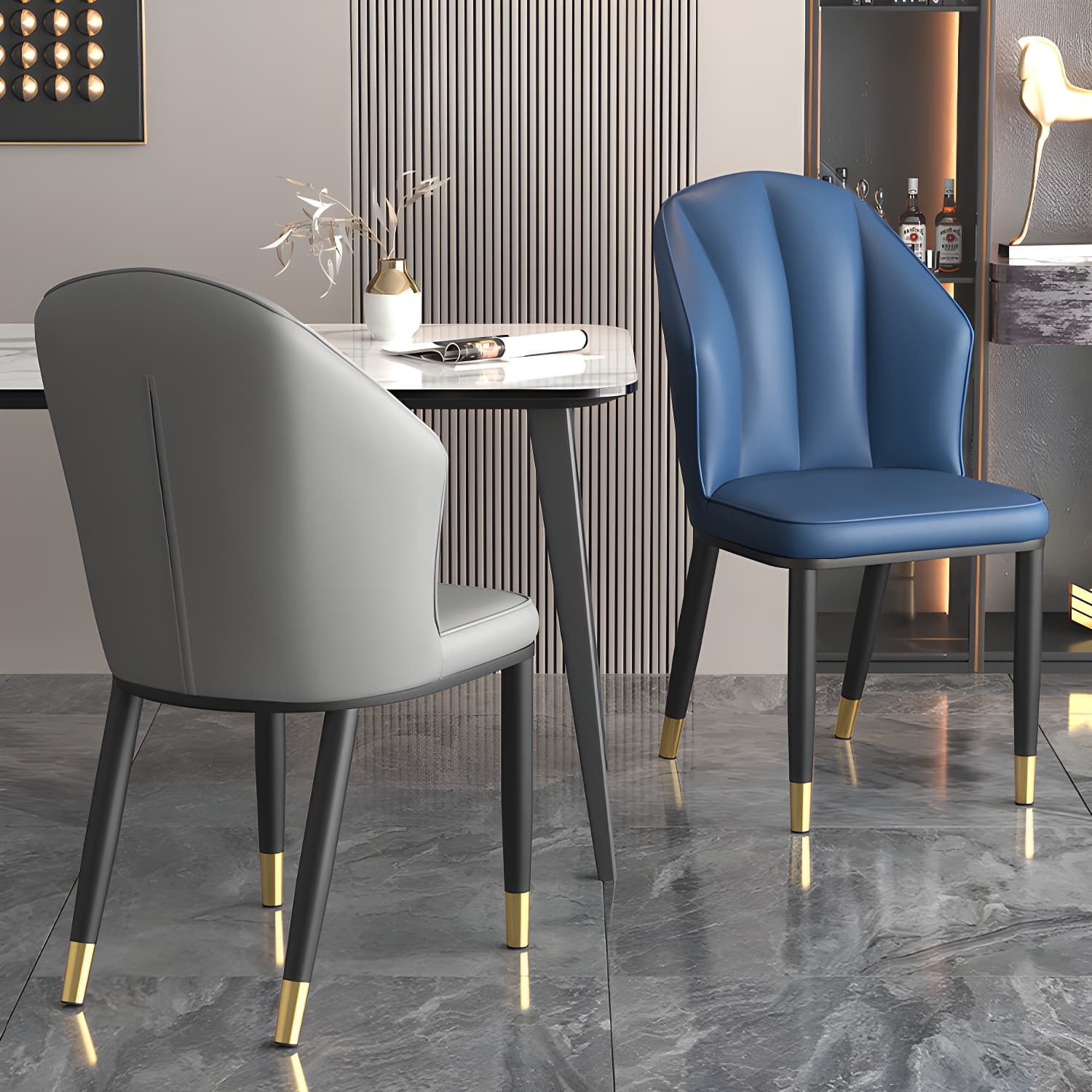 Glam Metal Dining Room Chairs Armless Upholstered Side Leather Chairs for Restaurant - image 11