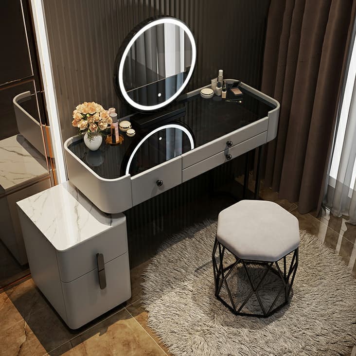 Contemporary Slate Countertop Adjustable Makeup Vanity with Drawers for Bedroom - image 8