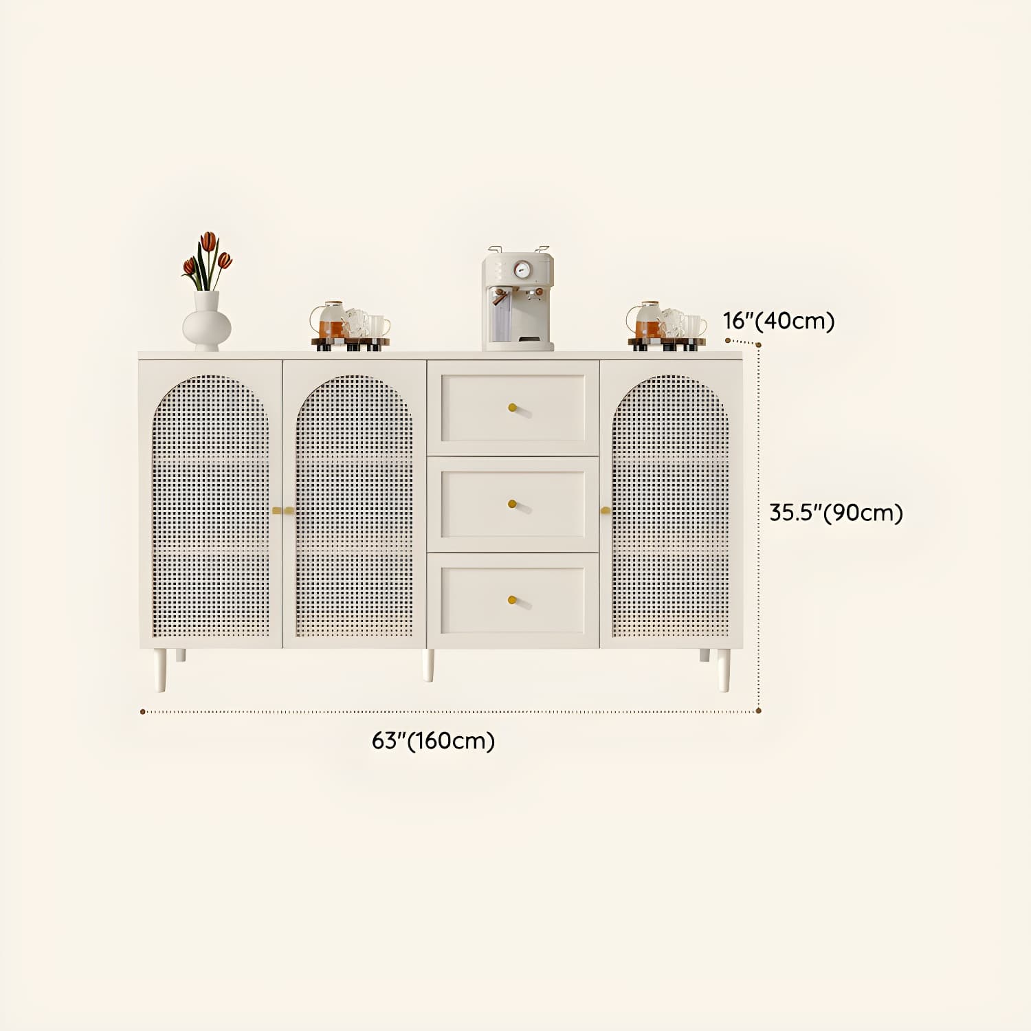 White Modern Sideboard Credenza with Cabinets and Reserve Installation Holes, Full Assembly Required - image 19